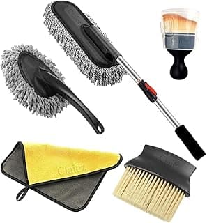Claiez 5 PCs Microfiber Car Duster with Long Handle Car Cleaning Brush Exteriror and Interiror Car Cleaning Cloth Car Ac Vent Cleaner Brush for Car, Motorbike, SUVs Car Cleaning Kit (A1) - view 1