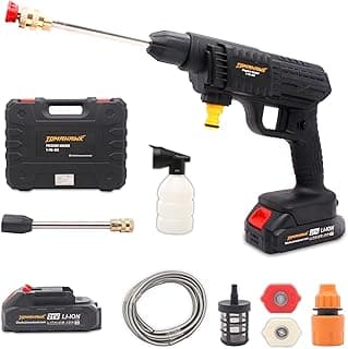 TOMAHAWK® 21V Cordless Pressure Washer, High-Pressure Water Gun for Car, Bike, and Outdoor Cleaning | Portable Power Washer | Rechargeable Battery | 3 Nozzles | Lightweight and Compact - view 1