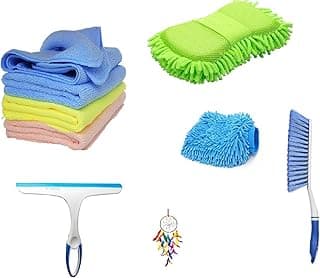 Winberg ® Car Cleaning Combo Pack Microfiber Towel 3 pcs 1 Carpet Brush 1 Washing Scurb Microfibre Gloves full Interior and Exterior Cleaning Kit - CarCLNG06 - view 1
