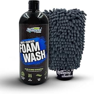 SOFTSPUN Microfiber 1700gsm 1pc Double Side Glove Grey + 1Ltr Car & Bike Premium Liquid Shampoo Combo | Extra Suds, Removes Tough Dirt & Grime | pH Neutral | Works with Bucket & Foam Cannon - view 1